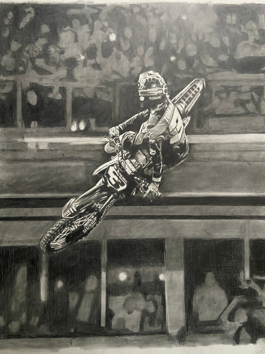 Eli Tomac Artist Original Graphite Drawing – RichardHartArt.com