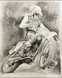 Original Drawing Of Kent Howerton Signed By Kent 1976 Motocross Nationals 500cc